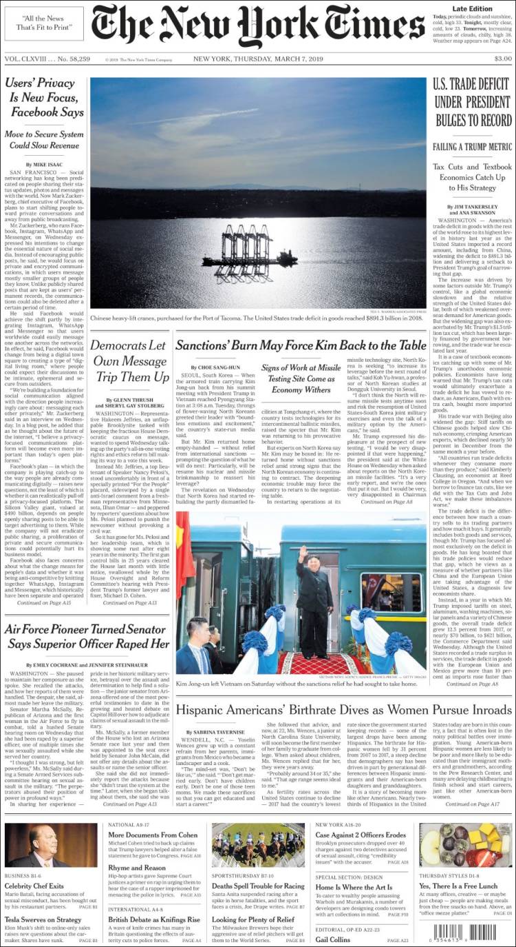 Portada de New York Times (USA)