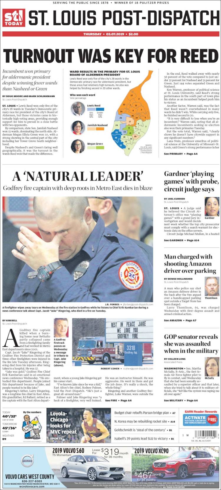 Portada de St. Louis Post-Dispatch (USA)