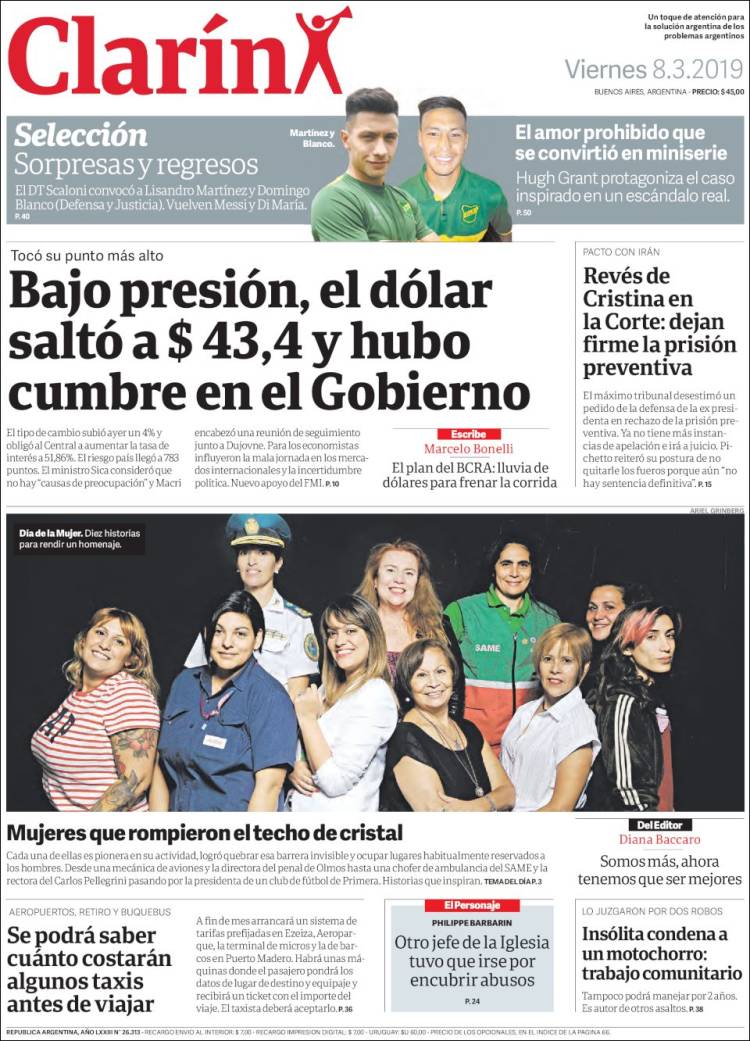 Portada de Clarín (Argentina)