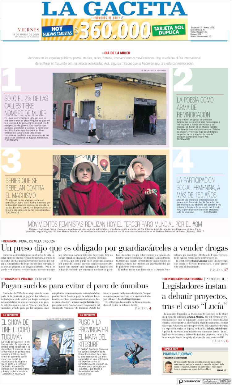 Portada de La Gaceta (Argentina)