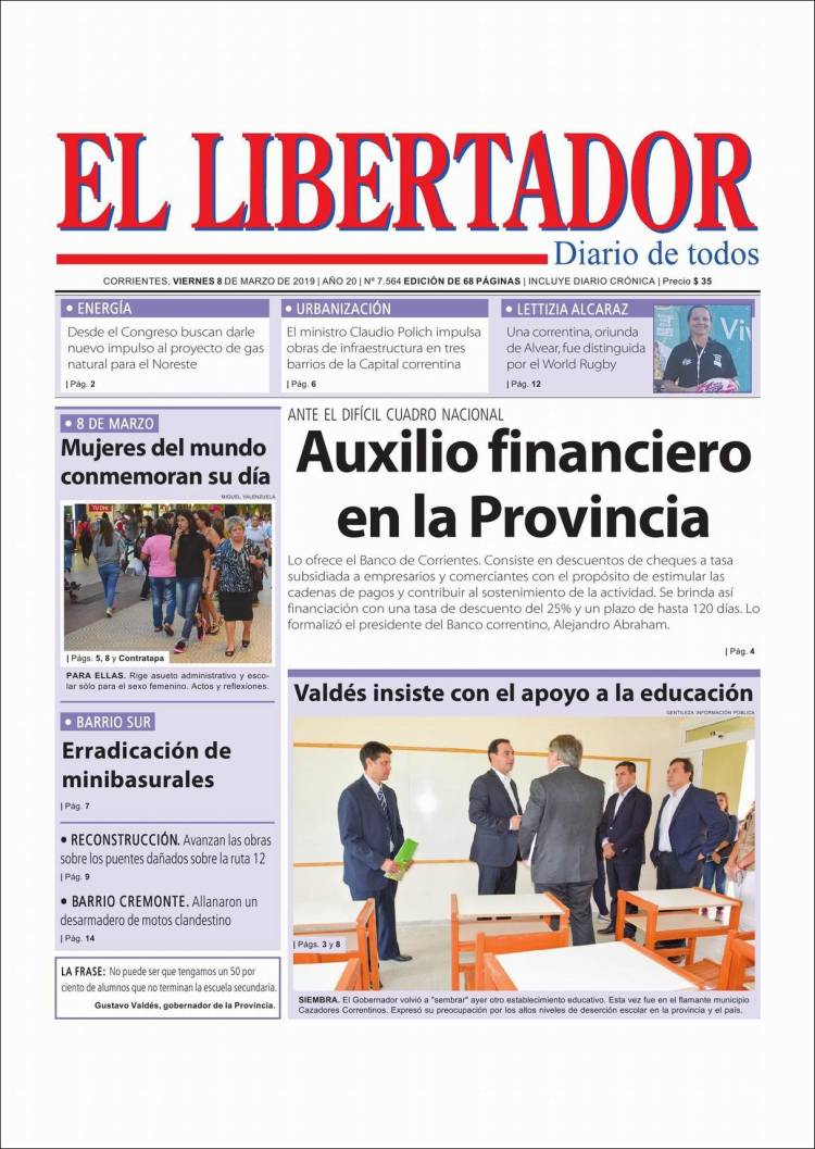 Portada de Diario El Libertador (Argentina)