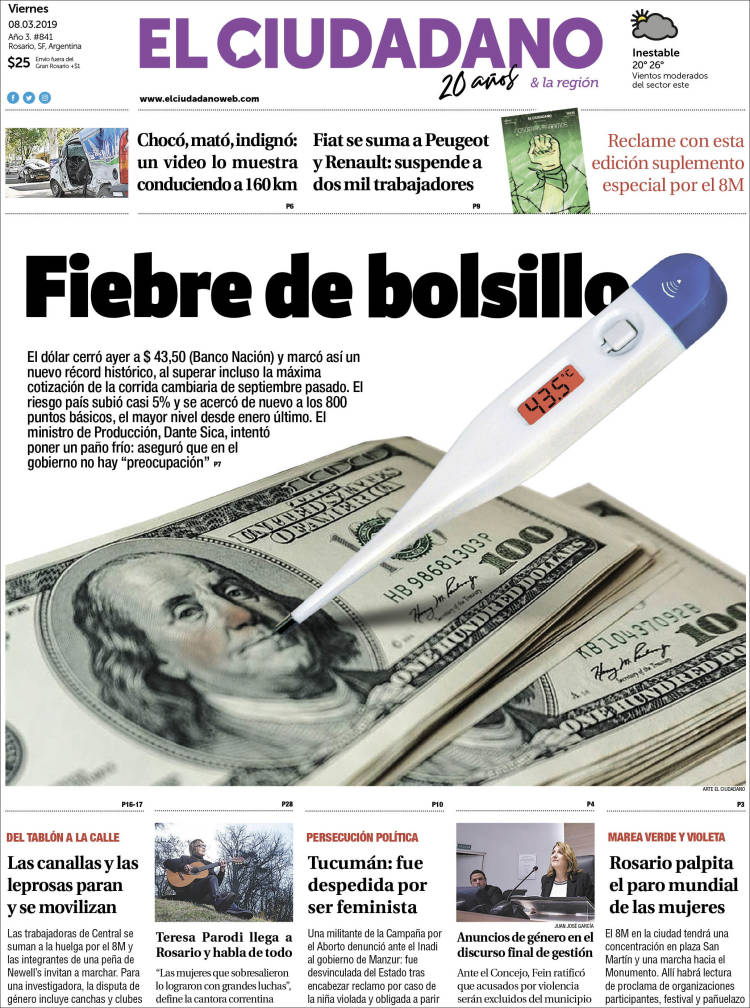 Portada de Diario El Ciudadano (Argentina)