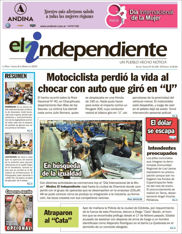 Portada de El Independiente (Argentina)