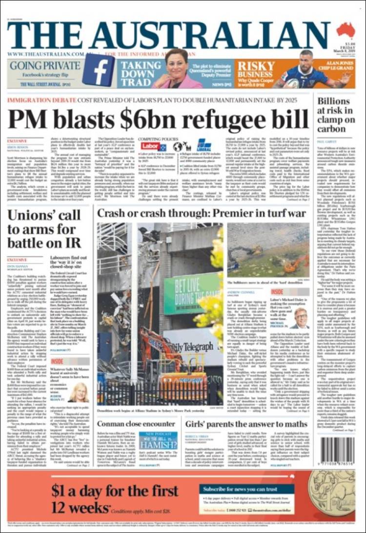Portada de The Australian (Australia)