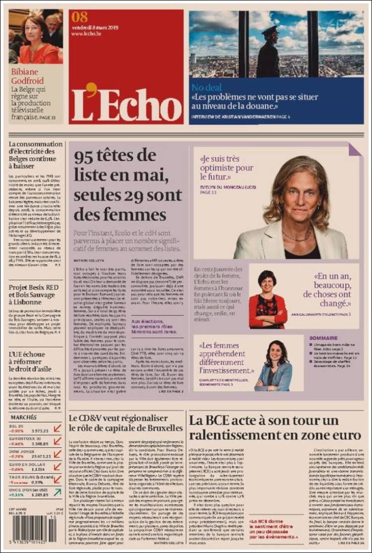 Portada de L'Echo (B&eacute;lgica)