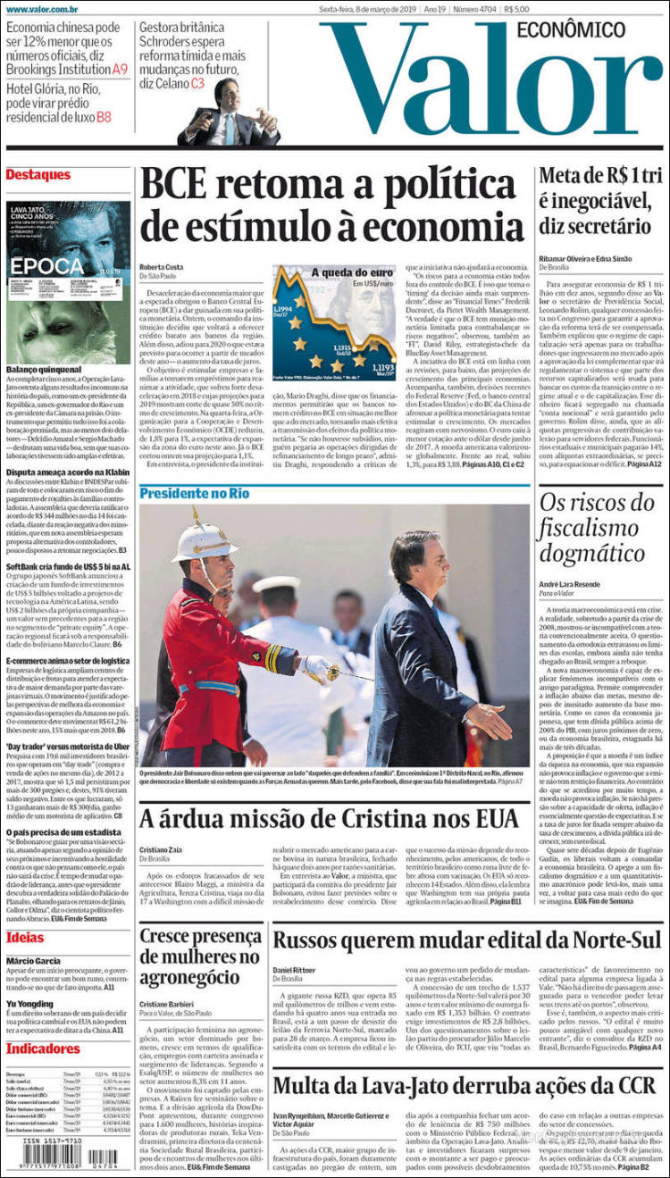 Portada de Valor Econômico (Brasil)