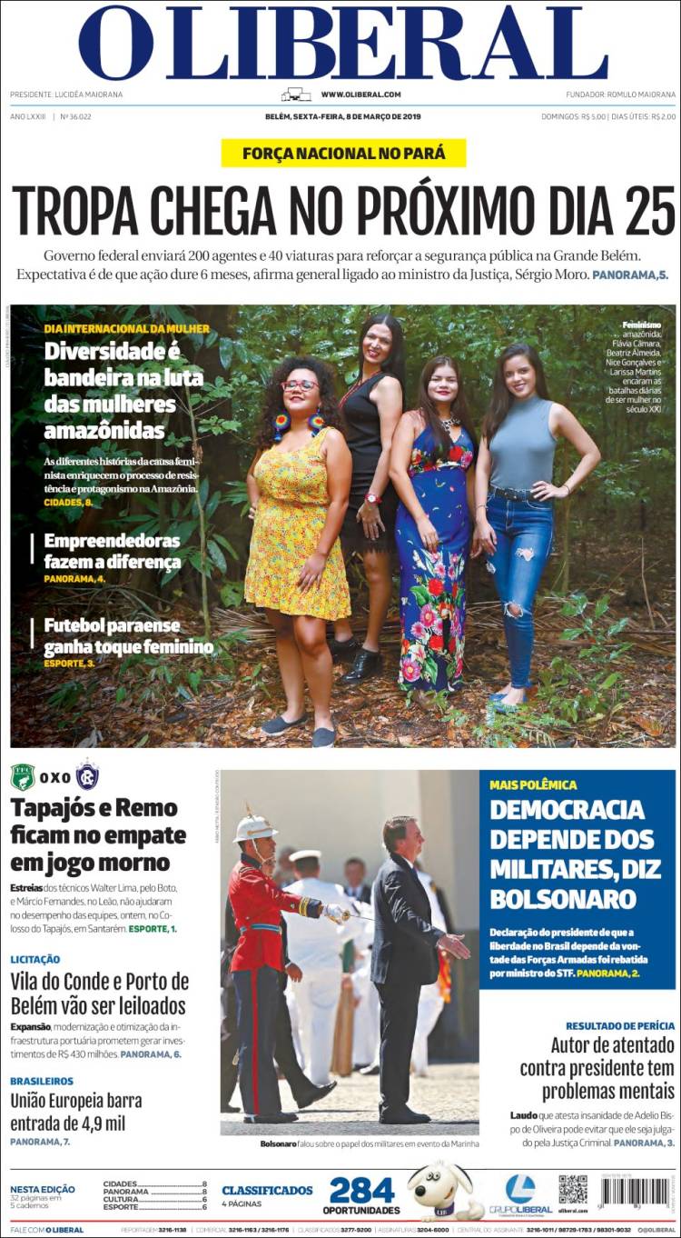 Portada de O Liberal (Brasil)