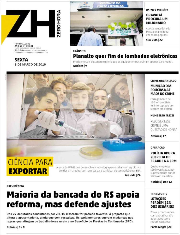Portada de Zero Hora (Brasil)