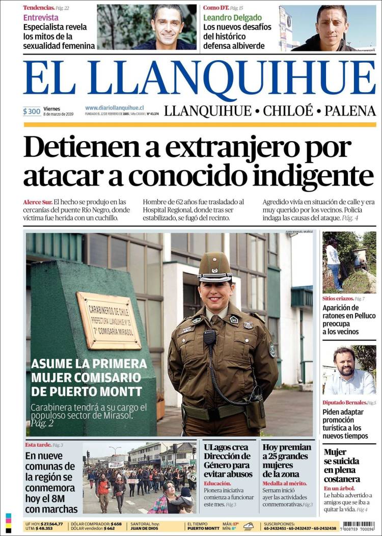 Portada de El Llanquihue (Chile)