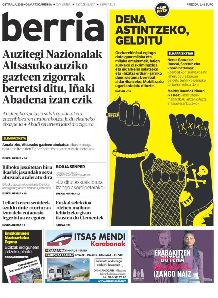 Portada de Berria (Espa&ntilde;a)