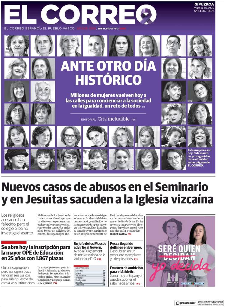 Portada de El Correo - Guipuzcoa (Espa&ntilde;a)