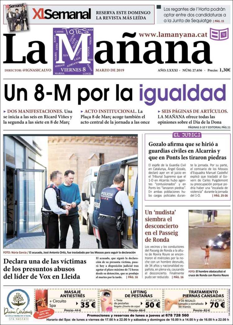 Portada de La Mañana - Diari de Ponent (Espa&ntilde;a)