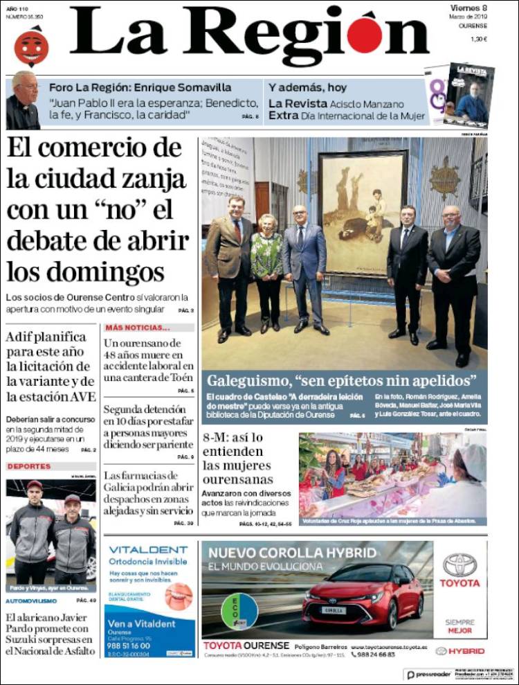 Portada de La Región de Ourense (Espa&ntilde;a)