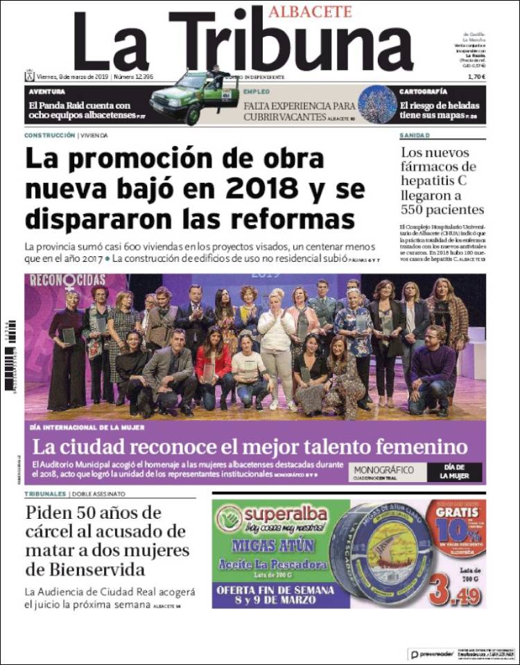 Portada de La Tribuna de Albacete (Espa&ntilde;a)