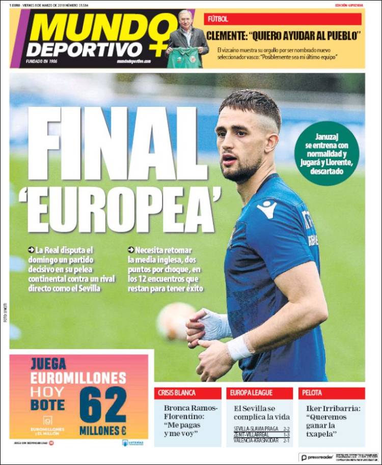 Portada de Mundo Deportivo Gipuzkoa (Espa&ntilde;a)