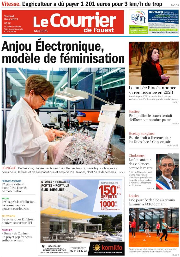Portada de Le Courrier de l'Ouest (Francia)