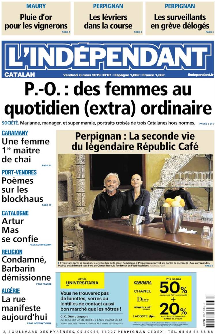Portada de Le Indépendant (Francia)