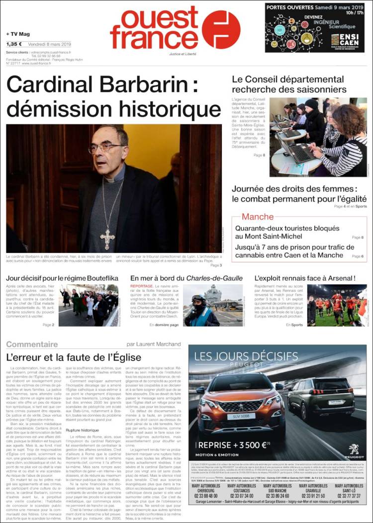 Portada de Ouest France (Francia)