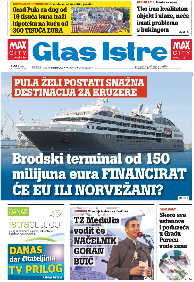 Portada de Glas Istre (Croacia)