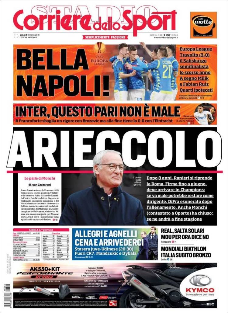 Portada de Corriere dello Sport (Italia)