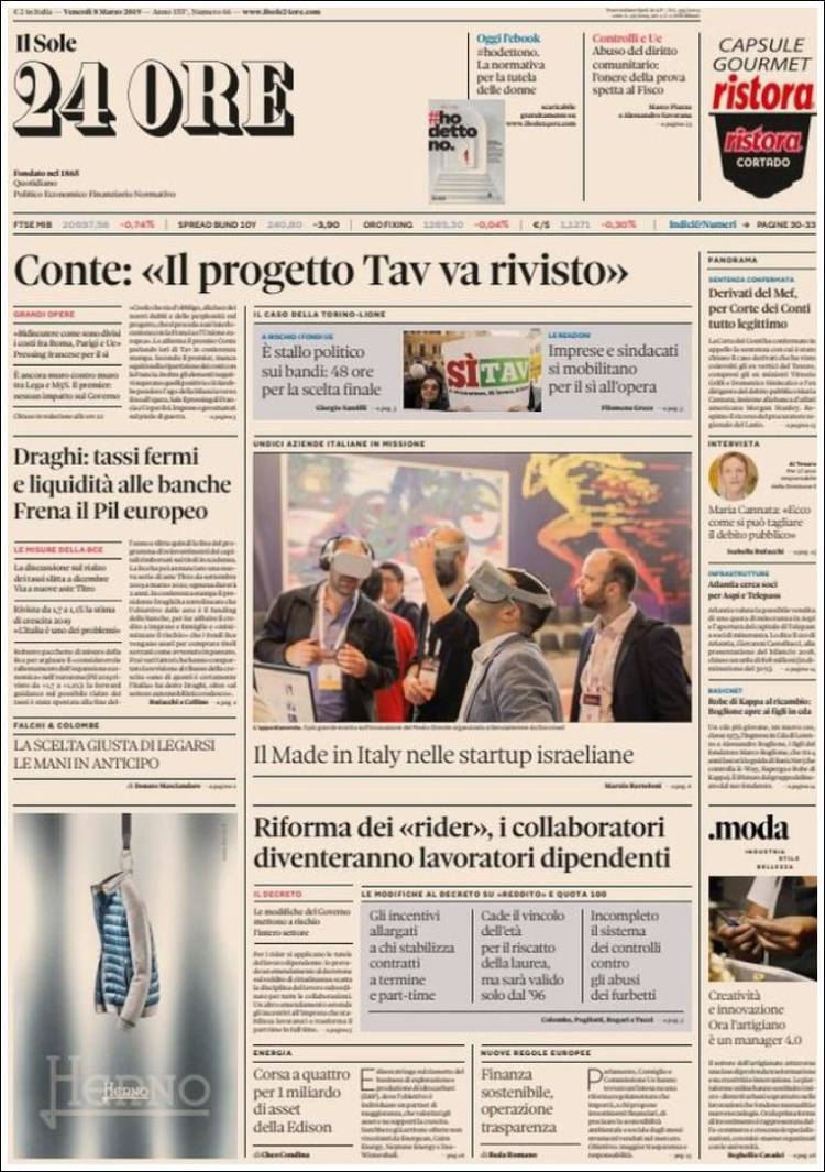 Portada de Il Sole 24 ORE (Italia)