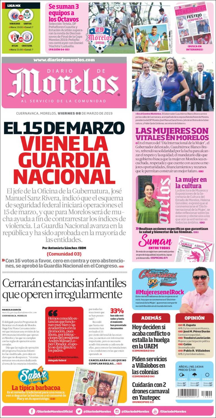 Portada de Diario de Morelos (M&eacute;xico)