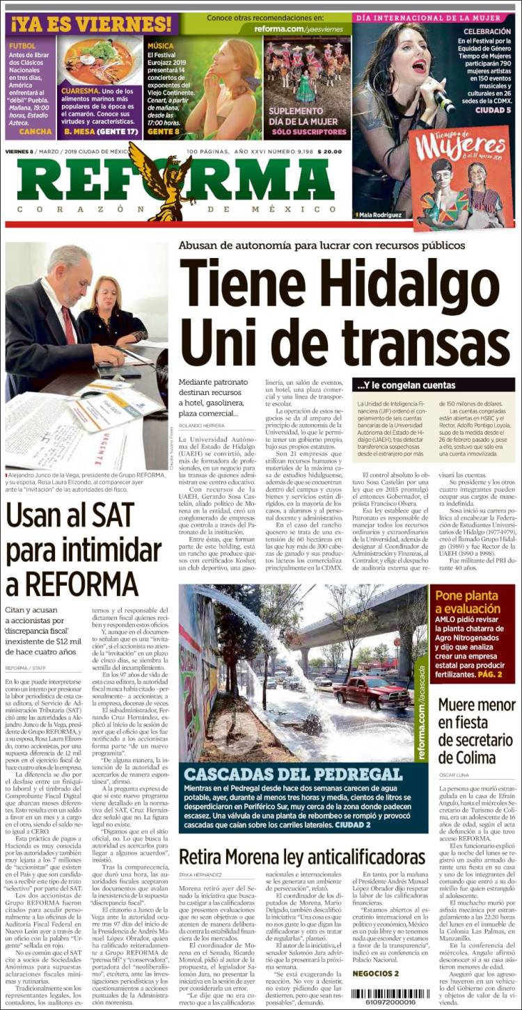 Portada de Reforma (M&eacute;xico)