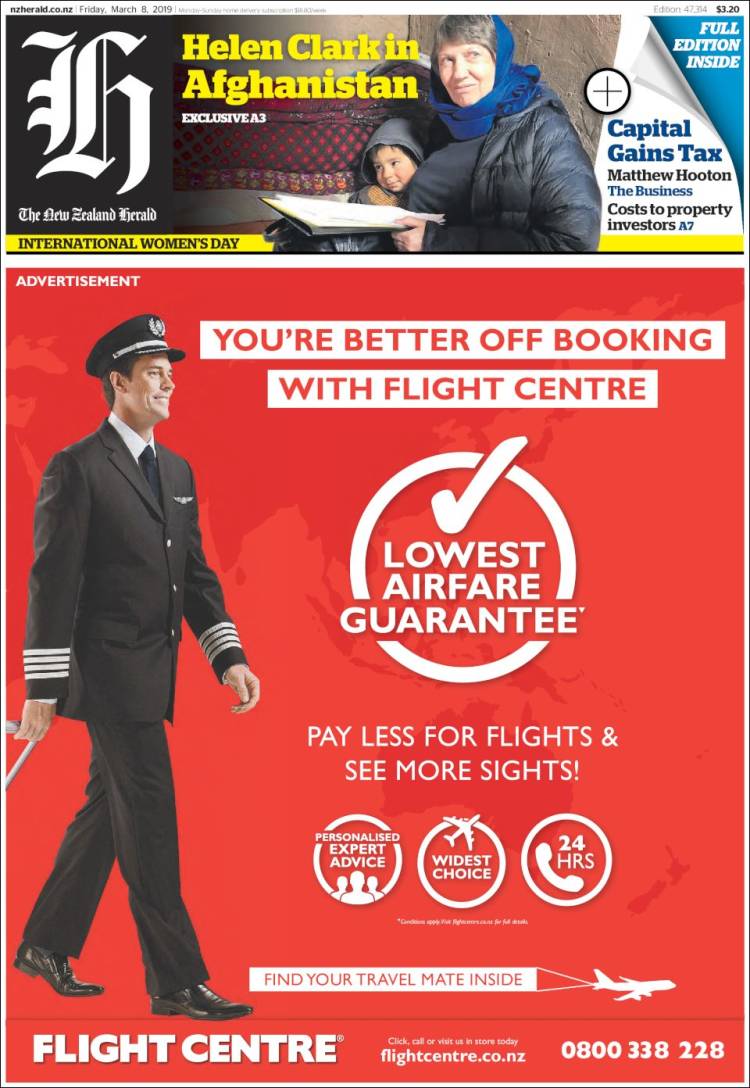 Portada de The New Zealand Herald (Nueva Zelanda)