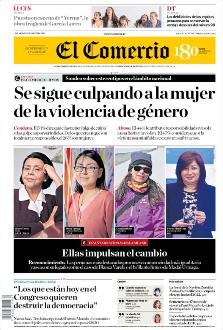 Portada de El Comercio (Per&uacute;)