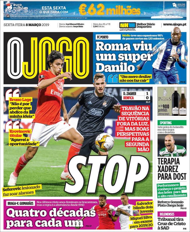 Portada de O Jogo (Portugal)