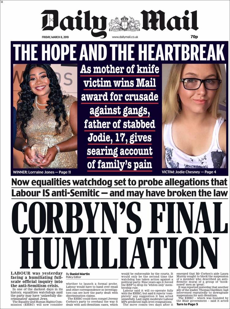 Portada de Daily Mail (Reino Unido)