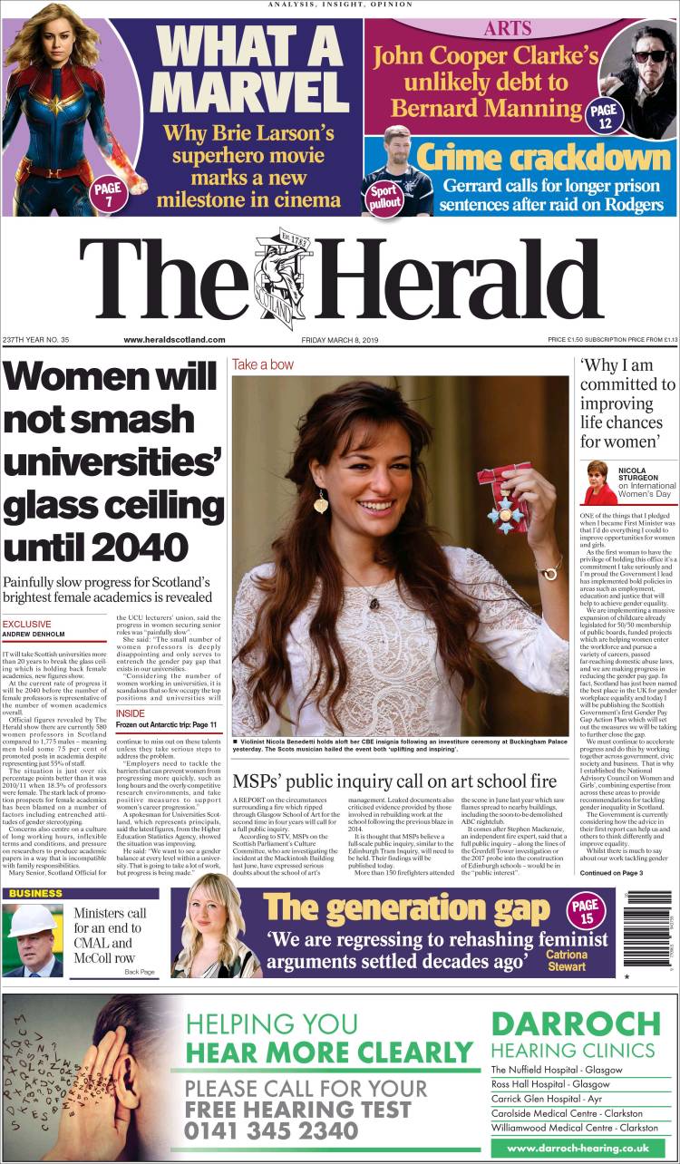 Portada de The Herald (Reino Unido)