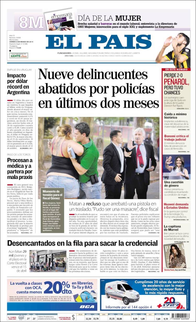 Portada de El País (Uruguay)