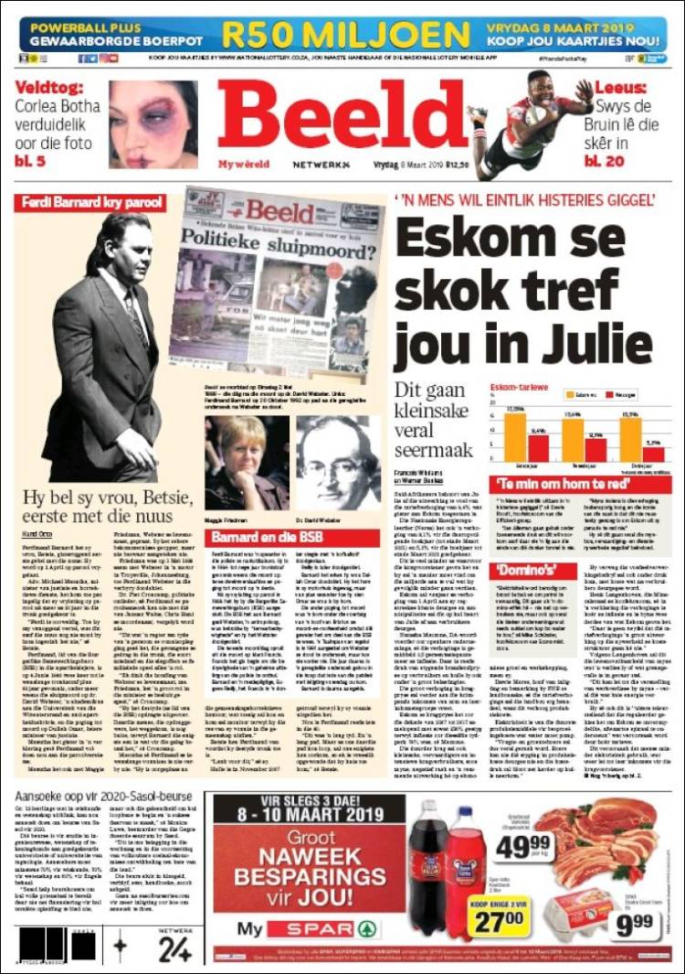 Portada de Beeld (Sud&aacute;frica)