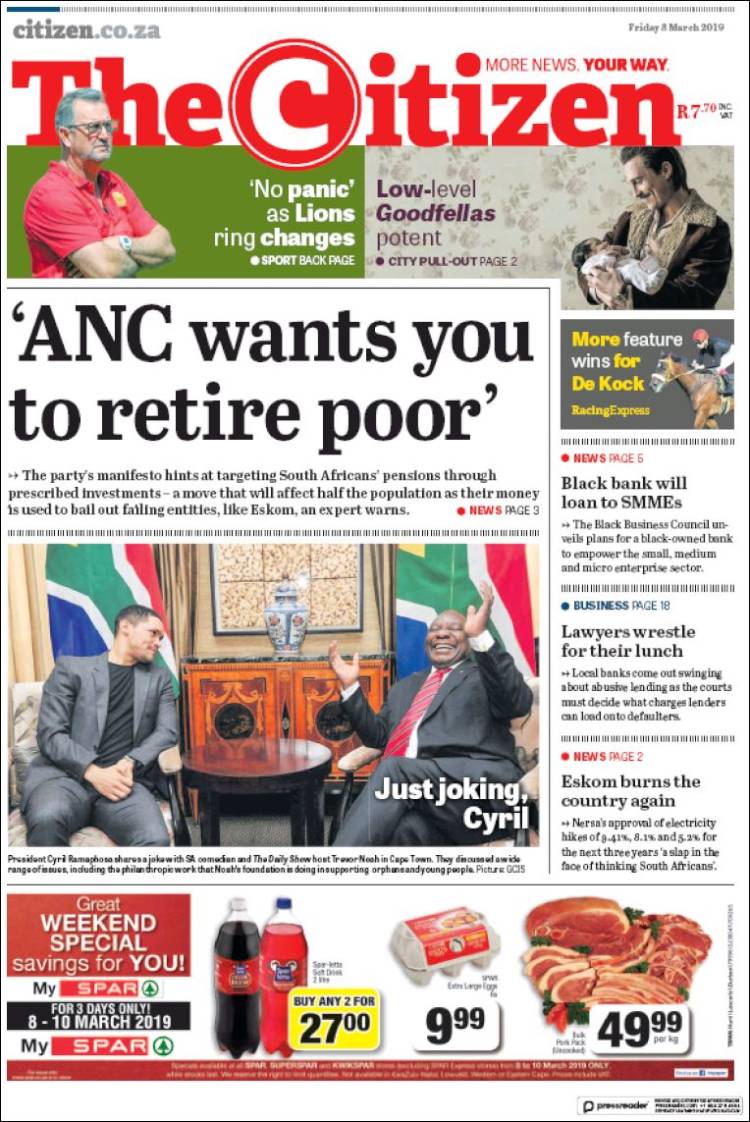 Portada de The Citizen (Sud&aacute;frica)