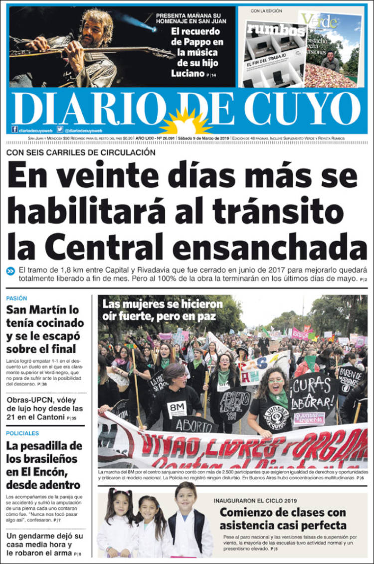 Portada de Diario de Cuyo (Argentina)