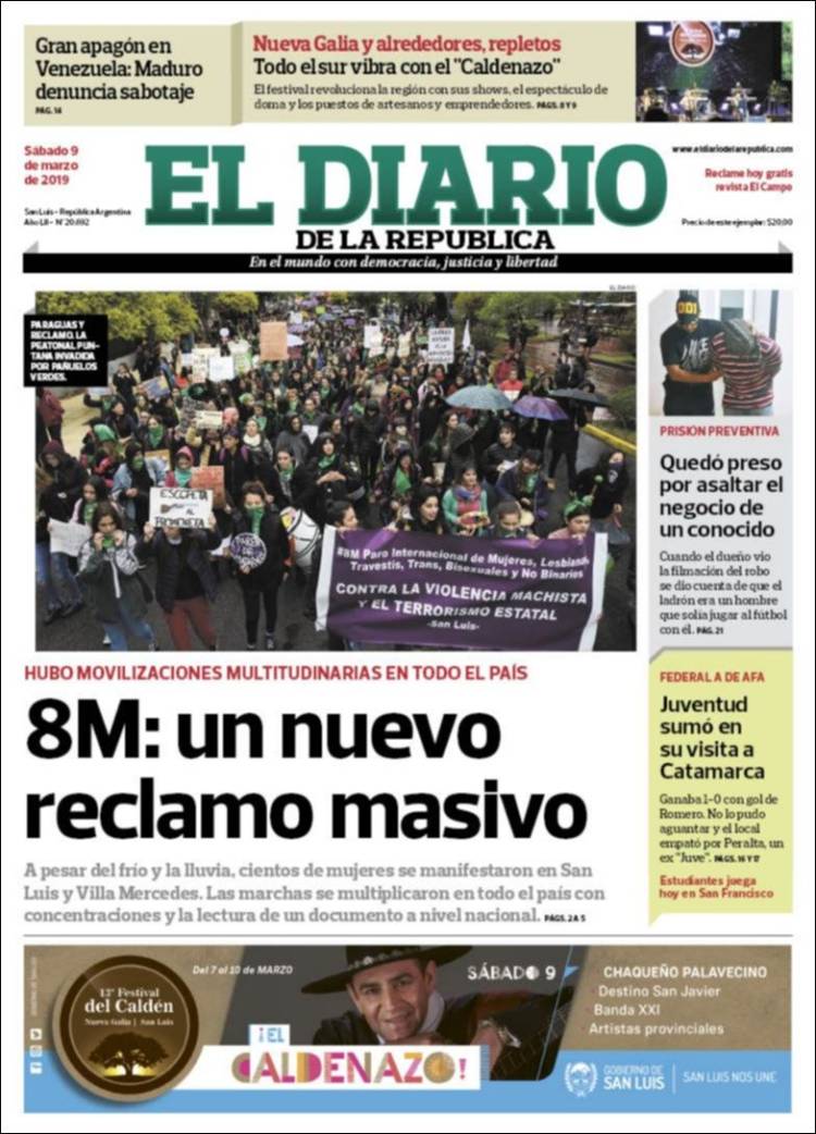 Portada de Diario de la República (Argentina)