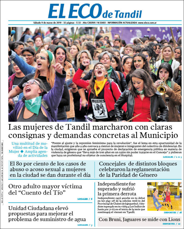 Portada de El Eco de Tandil (Argentina)