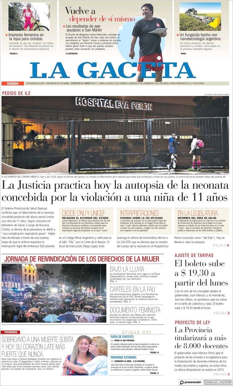 Portada de La Gaceta (Argentina)