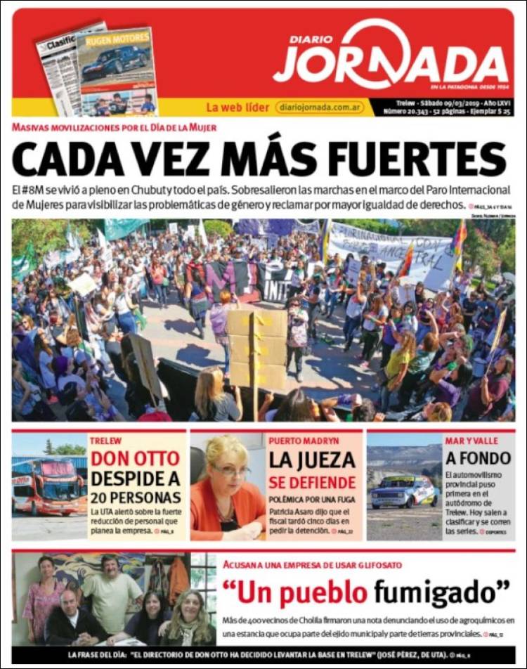 Portada de Diario Jornada en la Patagonia (Argentina)