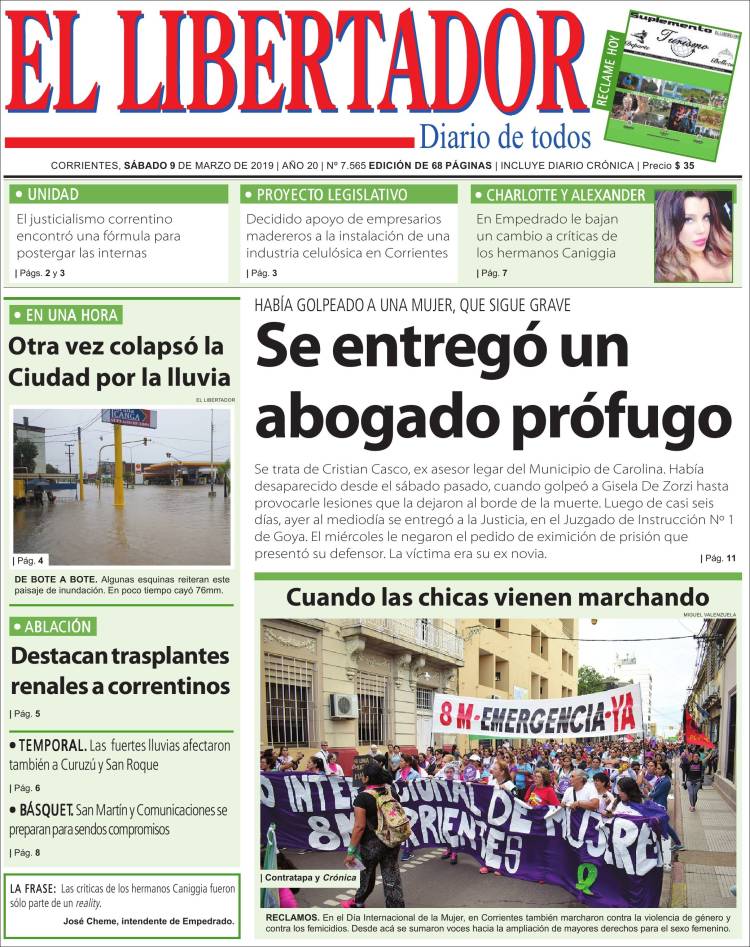Portada de Diario El Libertador (Argentina)