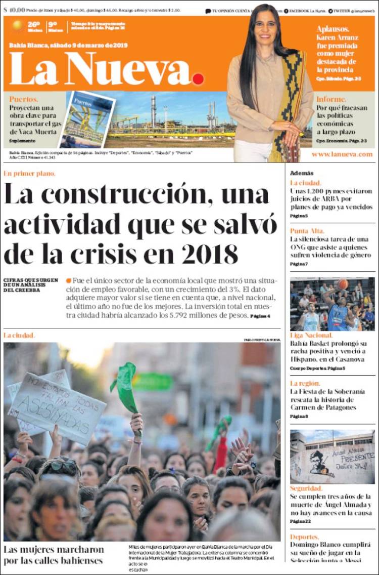 Portada de La Nueva Provincia (Argentina)