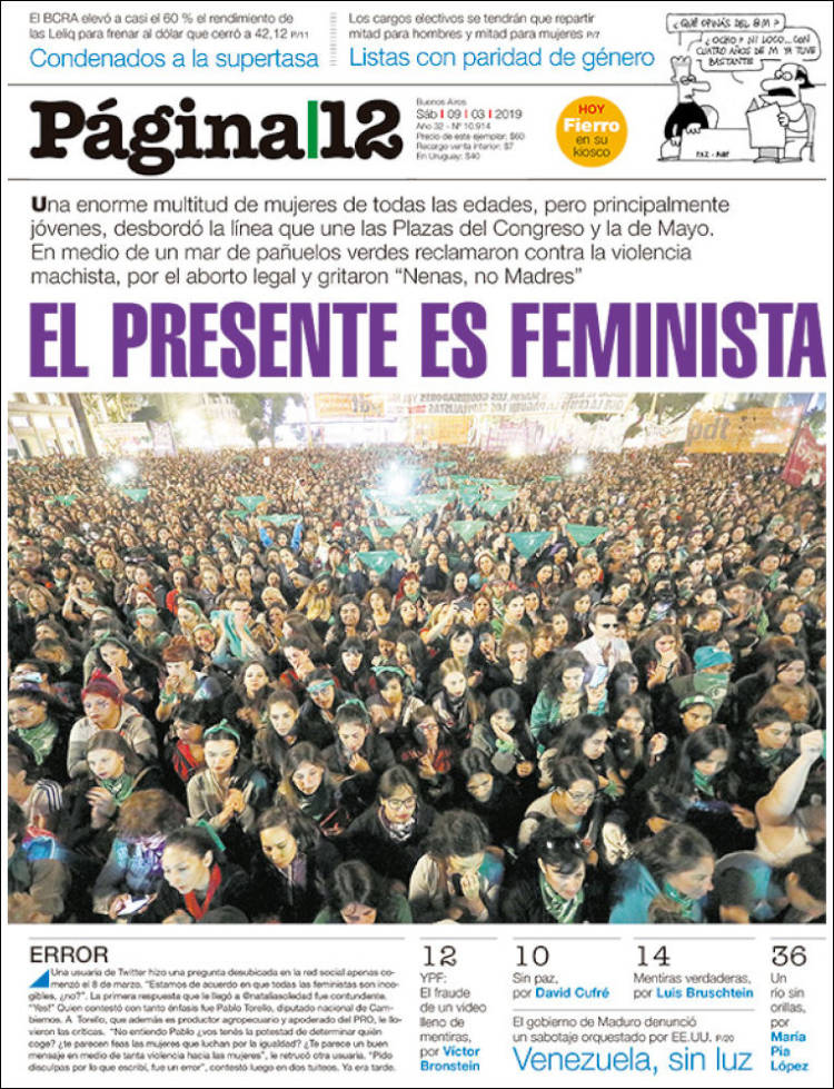 Portada de Página/12 (Argentina)
