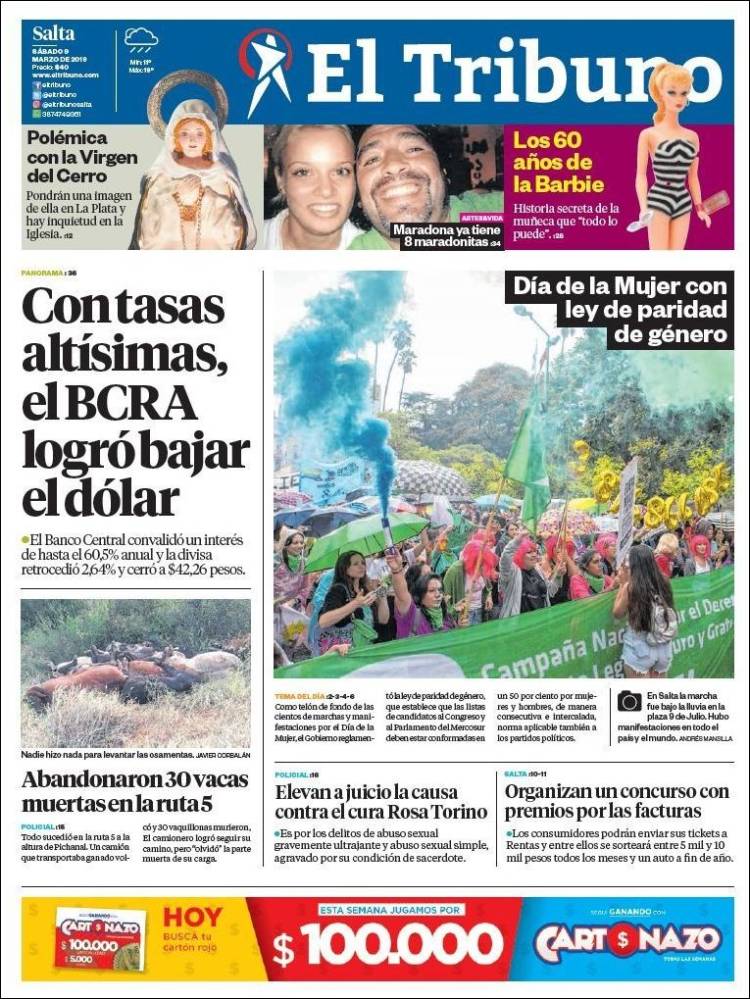 Portada de El Tribuno - Salta (Argentina)