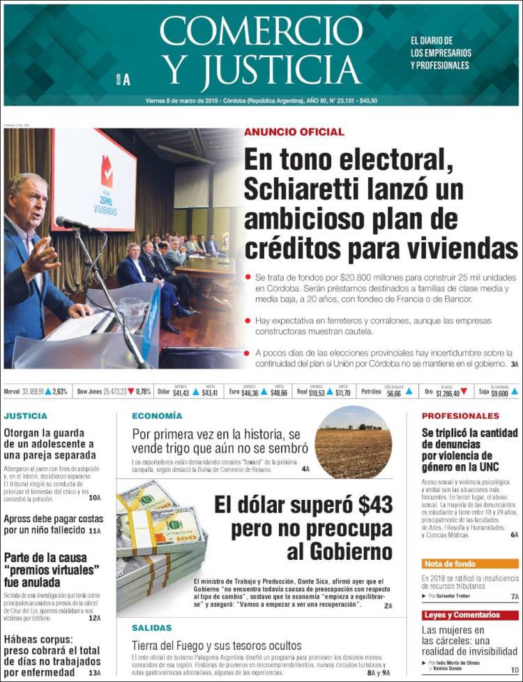 Portada de Comercio y Justicia (Argentina)
