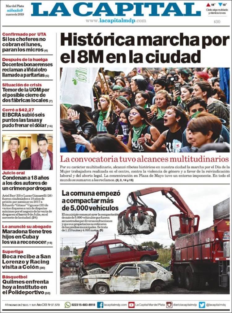 Portada de Diario La Capital - Mar del Plata (Argentina)