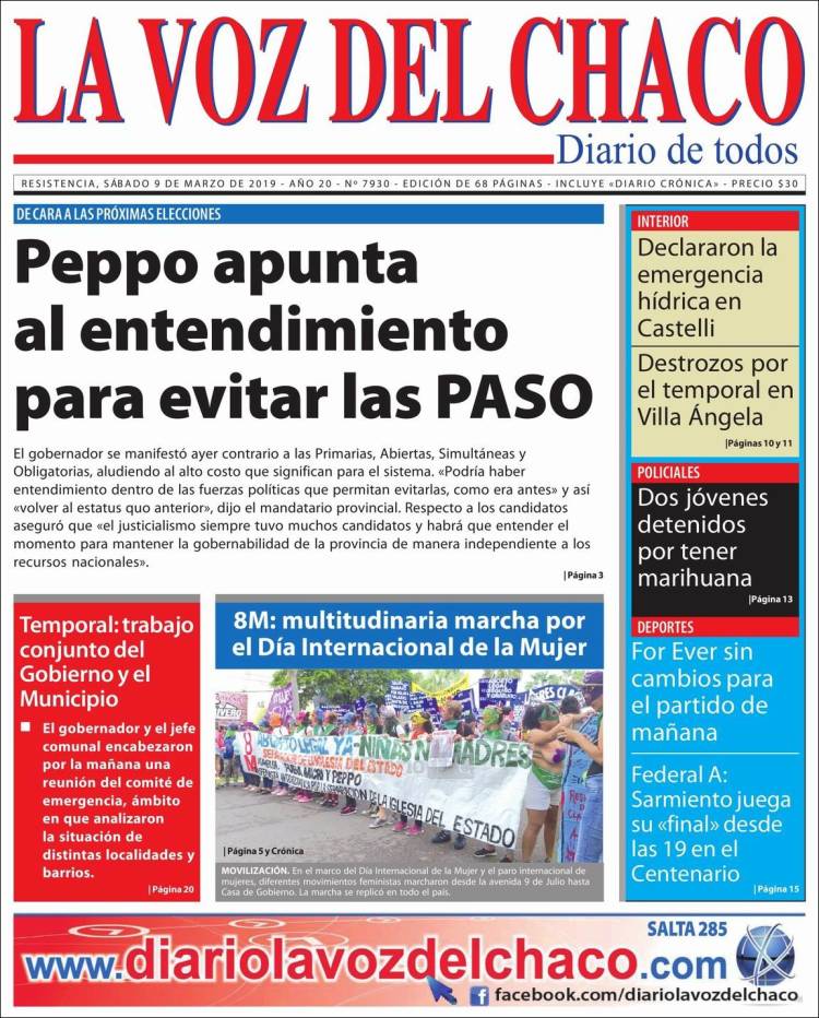 Portada de La Voz del Chaco (Argentina)