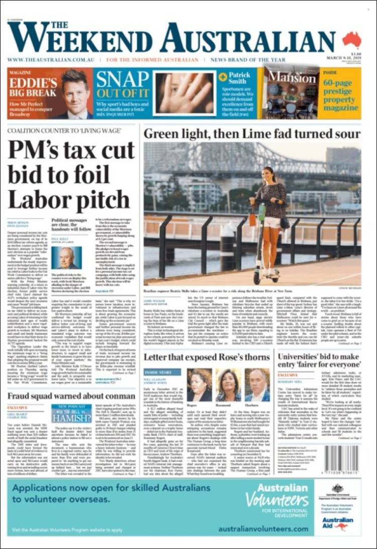 Portada de The Australian (Australia)