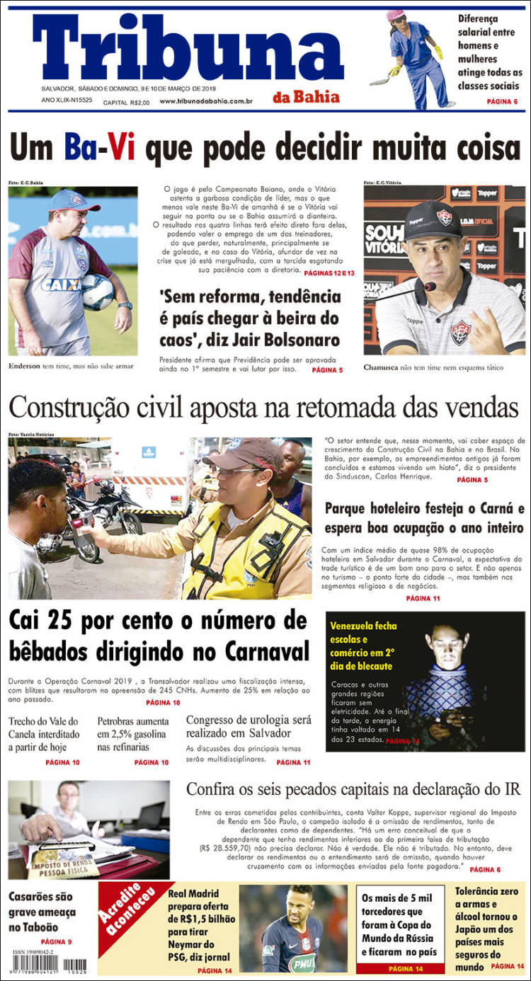 Portada de Tribuna da Bahia (Brasil)