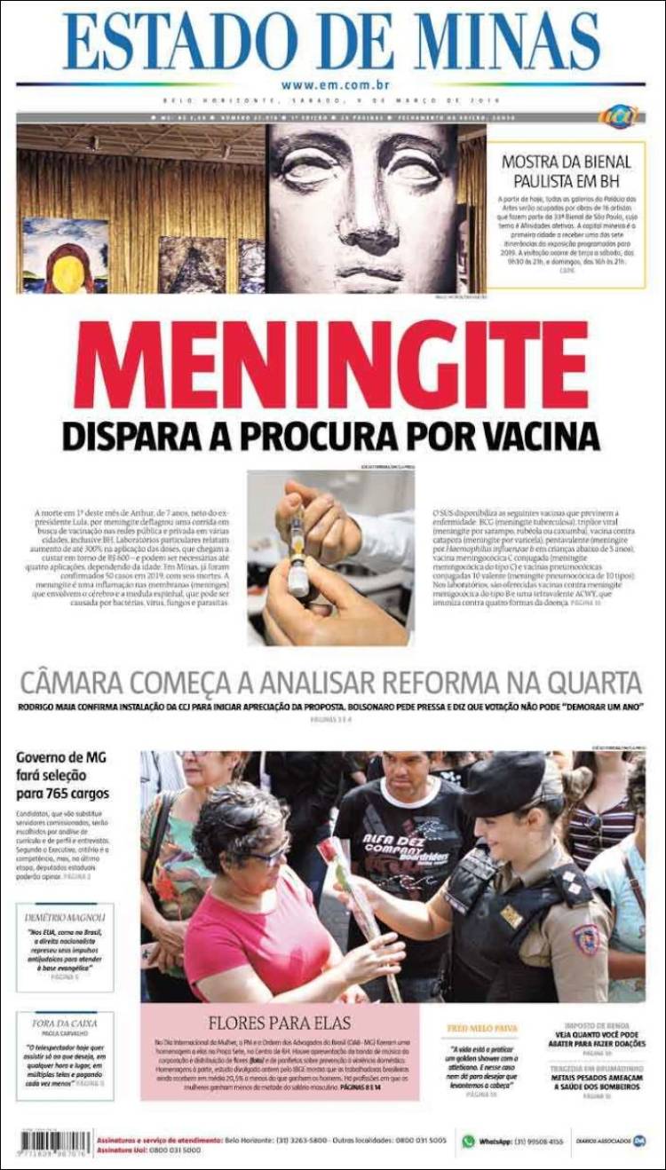 Portada de Jornal Estado de Minas (Brasil)